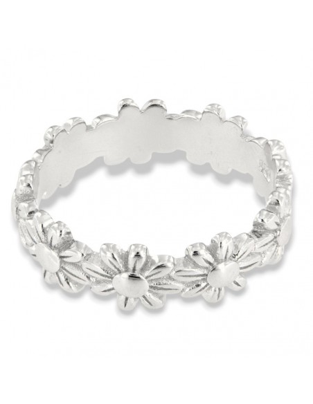 Anello Argento Rodiato Corona Di Fiori [4960f258]