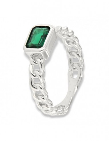 Anello Argento Rodiato Grumetta Zircone Verde [407e2a0a]