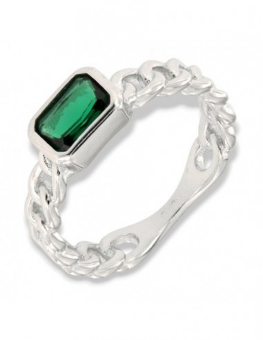 Anello Argento Rodiato Grumetta Zircone Verde [d7a7fa29]