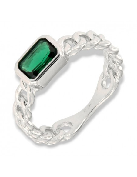 Anello Argento Rodiato Grumetta Zircone Verde [d7a7fa29]