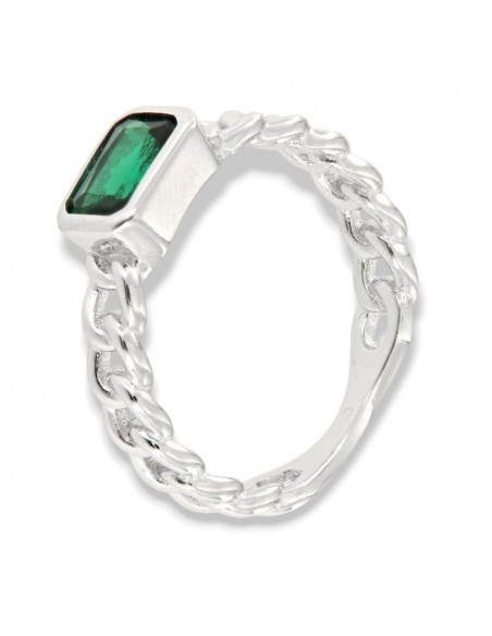 Anello Argento Rodiato Grumetta Zircone Verde [d2f7bd37]
