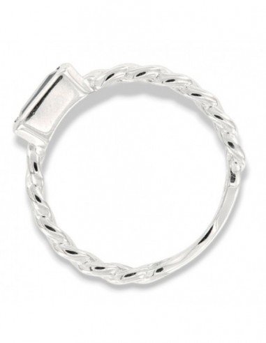 Anello Argento Rodiato Grumetta Zircone Verde [65ea7c33]