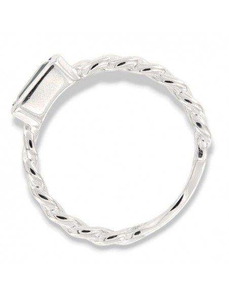 Anello Argento Rodiato Grumetta Zircone Verde [65ea7c33]