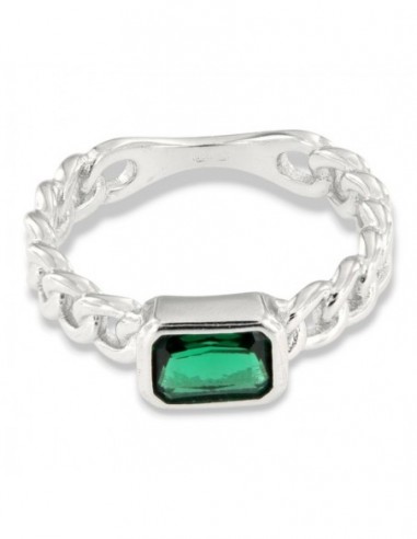 Anello Argento Rodiato Grumetta Zircone Verde [bccc3f3e]