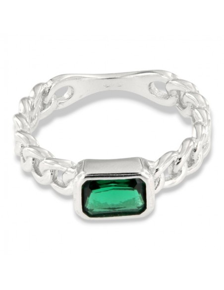 Anello Argento Rodiato Grumetta Zircone Verde [bccc3f3e]