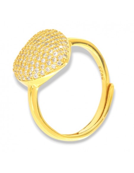 Anello Argento Dorato Cuore Pavettato Zirconi Bianchi [107b0b2a]