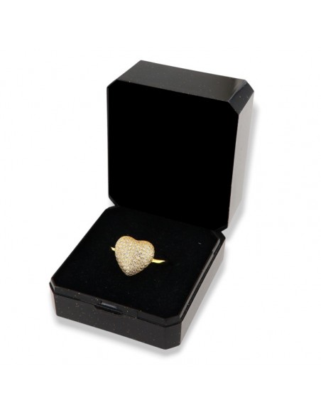 Anello Argento Dorato Cuore Pavettato Zirconi Bianchi [c95d4827]