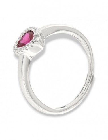 Anello Argento Rodiato Solitario Cuore Zircone Rosso [fd345e41]