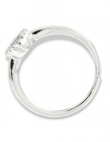 Anello Argento Rodiato Solitario Cuore Zircone Rosso [4a299f45]