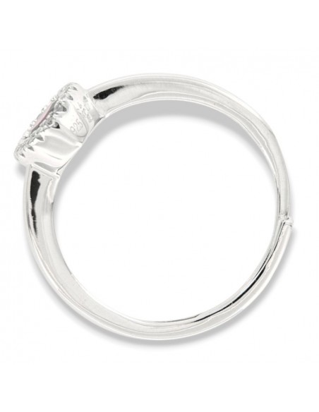 Anello Argento Rodiato Solitario Cuore Zircone Rosso [4a299f45]