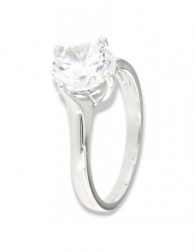 Anello Argento Rodiato Solitario Zircone 8,5MM [7ba8fe90]