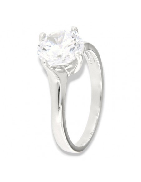 Anello Argento Rodiato Solitario Zircone 8,5MM [7ba8fe90]