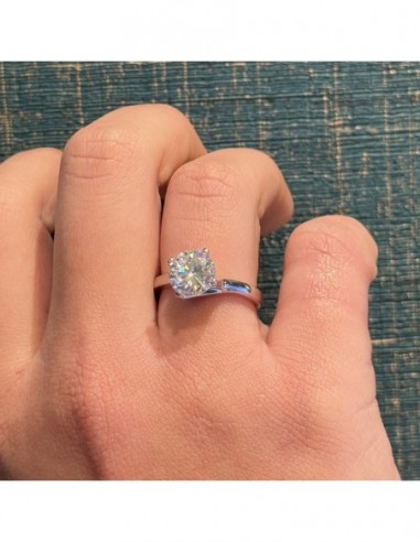 Anello Argento Rodiato Solitario Zircone 8,5MM [8319f841]