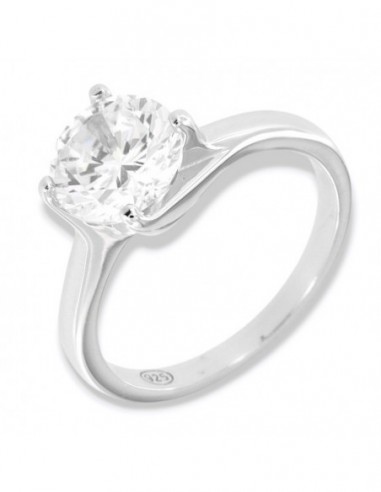 Anello Argento Rodiato Solitario Zircone 8,5MM [34043945]