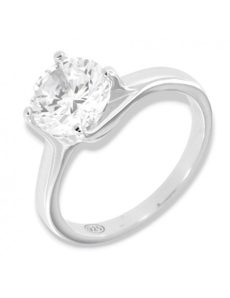 Anello Argento Rodiato Solitario Zircone 8,5MM [34043945]