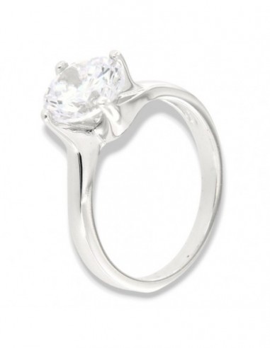 Anello Argento Rodiato Solitario Zircone 8,5MM [31547e5b]