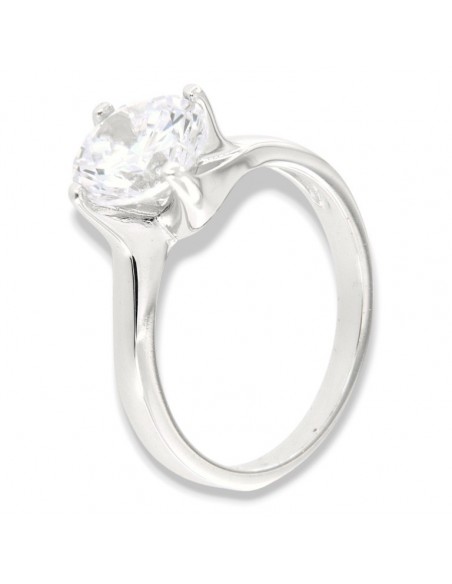 Anello Argento Rodiato Solitario Zircone 8,5MM [31547e5b]