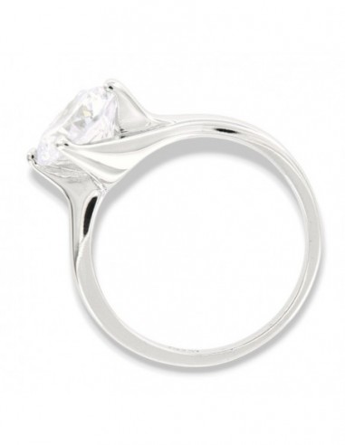 Anello Argento Rodiato Solitario Zircone 8,5MM [8649bf5f]