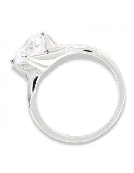 Anello Argento Rodiato Solitario Zircone 8,5MM [8649bf5f]