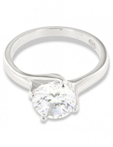 Anello Argento Rodiato Solitario Zircone 8,5MM [5f6ffc52]