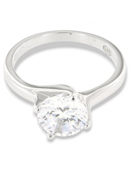 Anello Argento Rodiato Solitario Zircone 8,5MM [5f6ffc52]