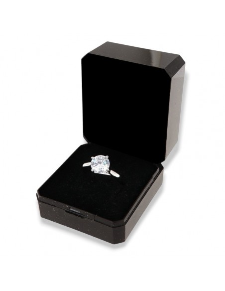 Anello Argento Rodiato Solitario Zircone 8,5MM [e8723d56]