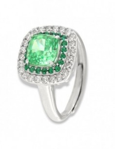 Anello Argento Rodiato Principessa Verde Quadrata [9396dcb9]