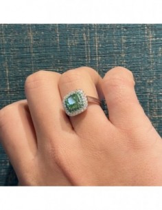 Anello Argento Rodiato Principessa Verde Quadrata [9396dcb9] 2