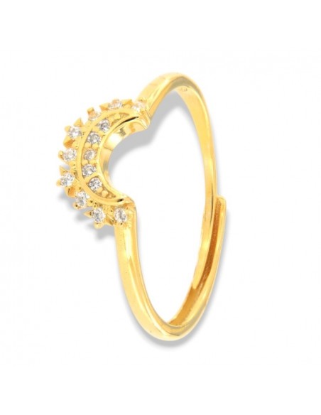 Anello Argento Dorato Componibile Luna Zirconi Bianchi [f8fd19ae]