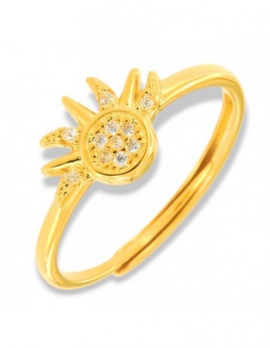 Anello Argento Dorato Componibile Sole Zirconi Bianchi [ef87cfbd]