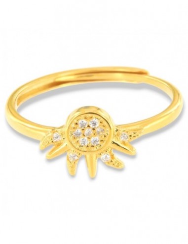 Anello Argento Dorato Componibile Sole Zirconi Bianchi [84ec0aaa]