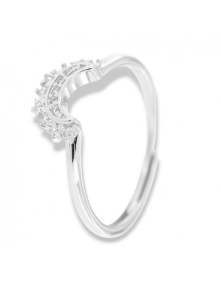 Anello Argento Rodiato Componibile Luna Zirconi Bianchi [4fe0d8aa]