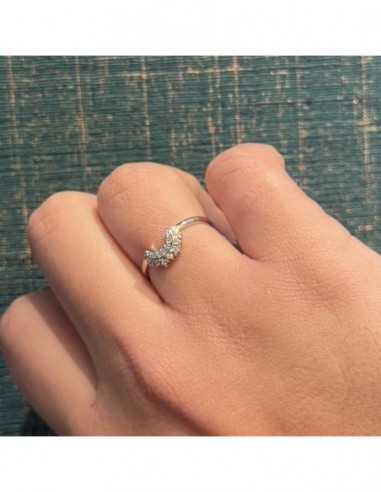 Anello Argento Rodiato Componibile Luna Zirconi Bianchi [b9922191]