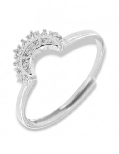 Anello Argento Rodiato Componibile Luna Zirconi Bianchi [0e8fe095]