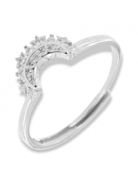 Anello Argento Rodiato Componibile Luna Zirconi Bianchi [0e8fe095]