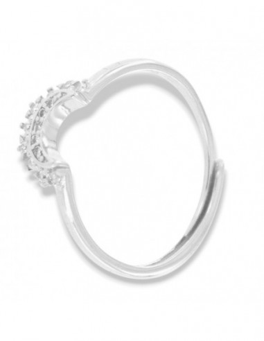 Anello Argento Rodiato Componibile Luna Zirconi Bianchi [0bdfa78b]