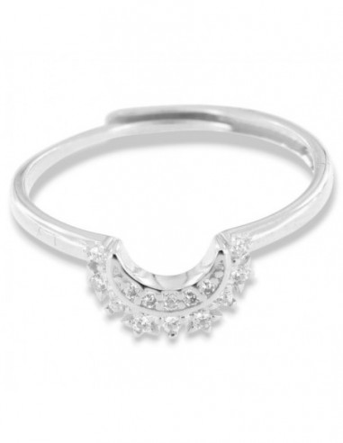 Anello Argento Rodiato Componibile Luna Zirconi Bianchi [65e42582]