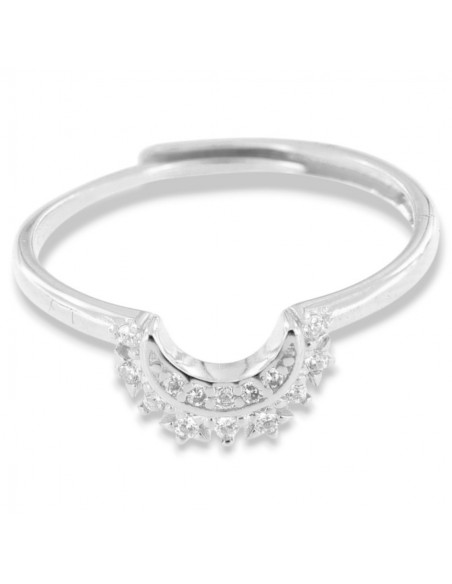 Anello Argento Rodiato Componibile Luna Zirconi Bianchi [65e42582]