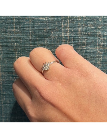 Anello Argento Rodiato Componibile Sole Zirconi Bianchi [d5fd03f0]