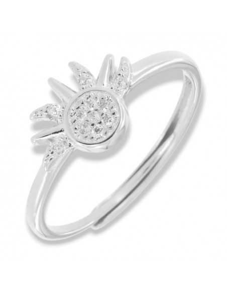 Anello Argento Rodiato Componibile Sole Zirconi Bianchi [62e0c2f4]