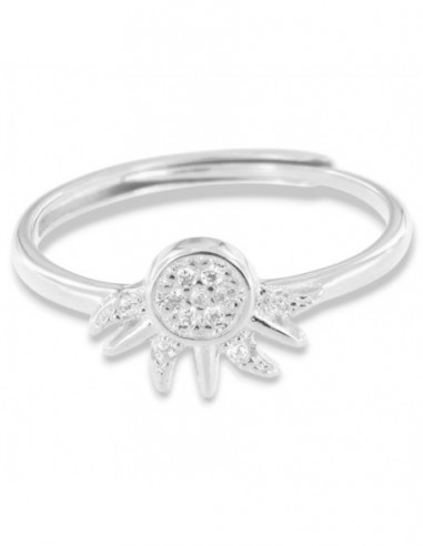 Anello Argento Rodiato Componibile Sole Zirconi Bianchi [098b07e3]