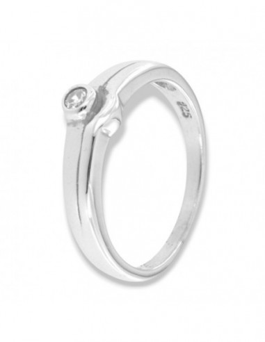 ANELLO ARGENTO SOLITARIO CAST. BATTUTO CON ZIRCONE [23d9f6cf]