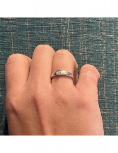 ANELLO ARGENTO SOLITARIO CAST. BATTUTO CON ZIRCONE [23d9f6cf] 2