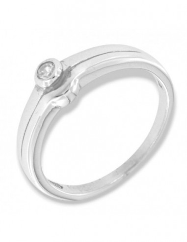 ANELLO ARGENTO SOLITARIO CAST. BATTUTO CON ZIRCONE [fb23f9fe]