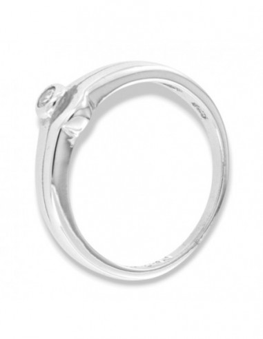 ANELLO ARGENTO SOLITARIO CAST. BATTUTO CON ZIRCONE [fe73bee0]