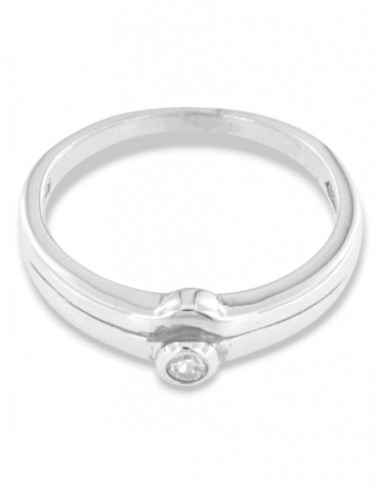 ANELLO ARGENTO SOLITARIO CAST. BATTUTO CON ZIRCONE [90483ce9]