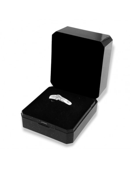 ANELLO ARGENTO SOLITARIO CAST. BATTUTO CON ZIRCONE [2755fded]