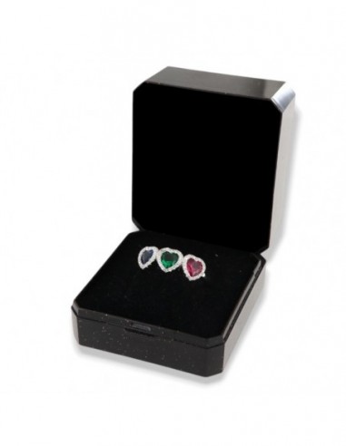 Anello Argento Rodiato Trilogy Cuore Verde Rosso Blu [87686244]