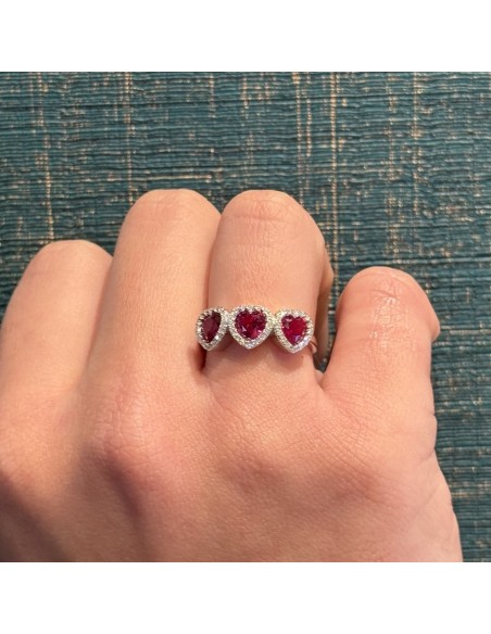 Anello Argento Rodiato Trilogy Cuore Rosso [920038ed]