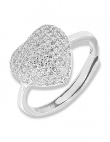 Anello Argento Rodiato Cuore Pavettato Zirconi Bianchi [dcb2be56]
